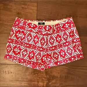 J. Crew High Waist Red and White Patterned Shorts